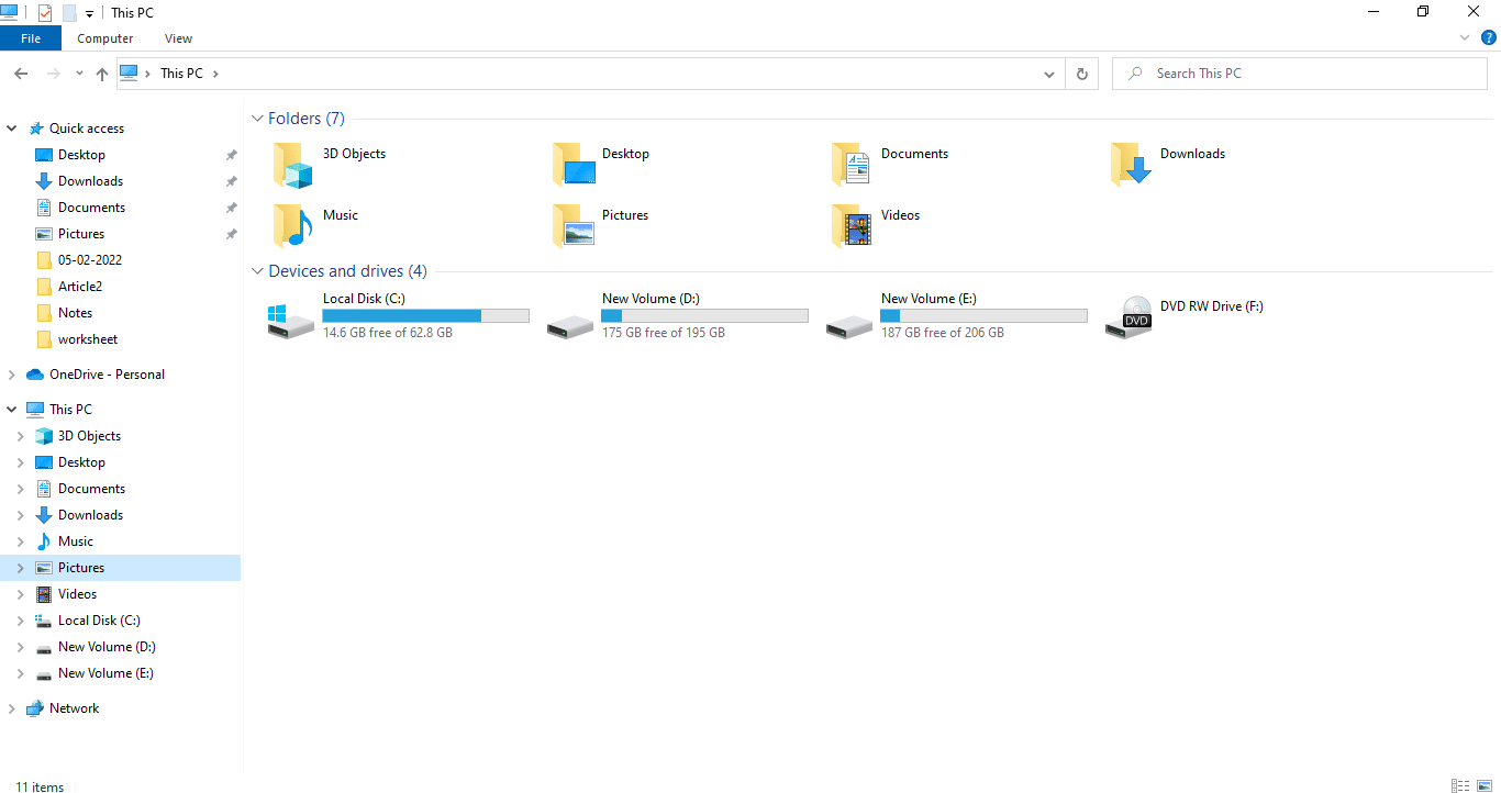 หน้าต่าง File Explorer