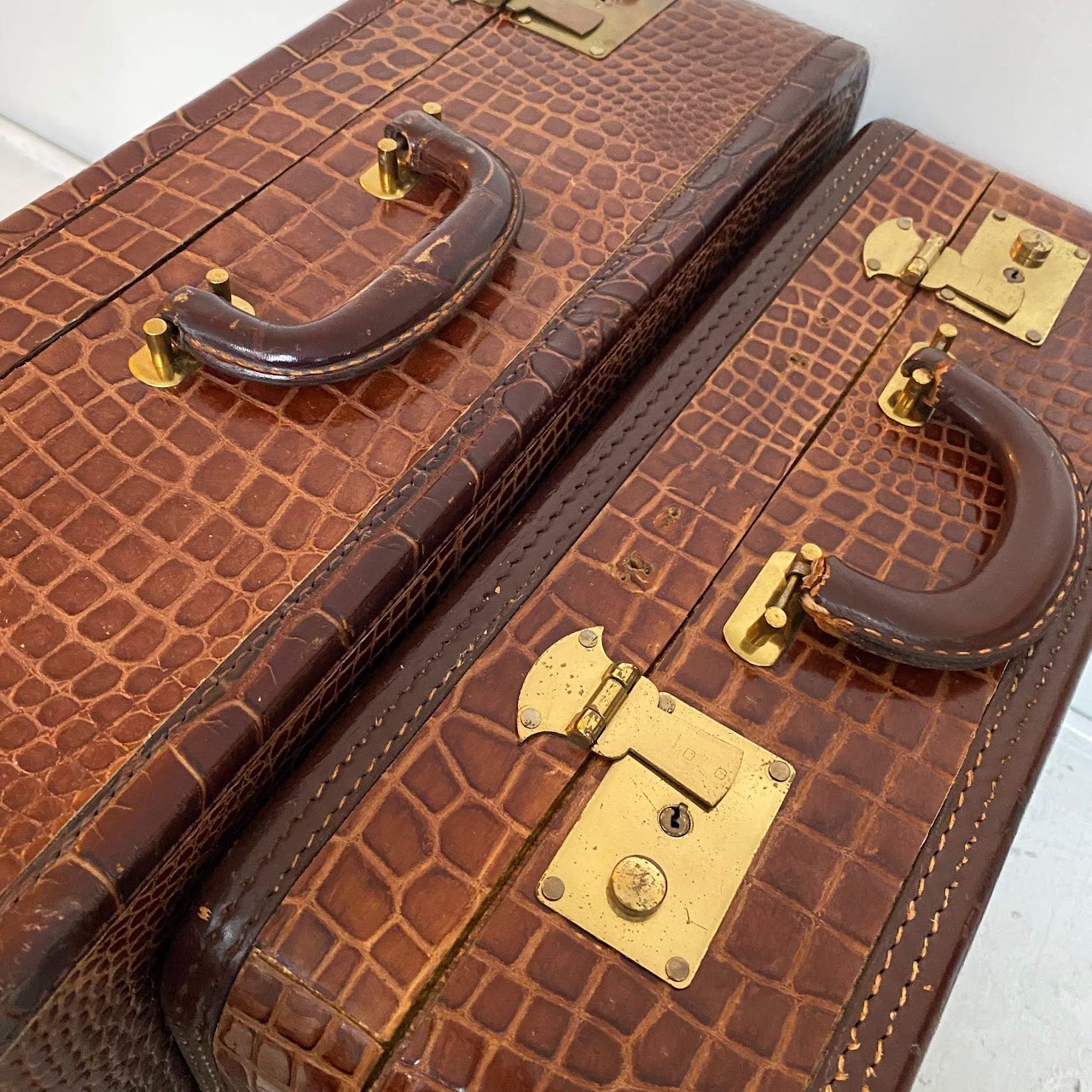 Cavanaugh Vintage Alligator Luggage Pair