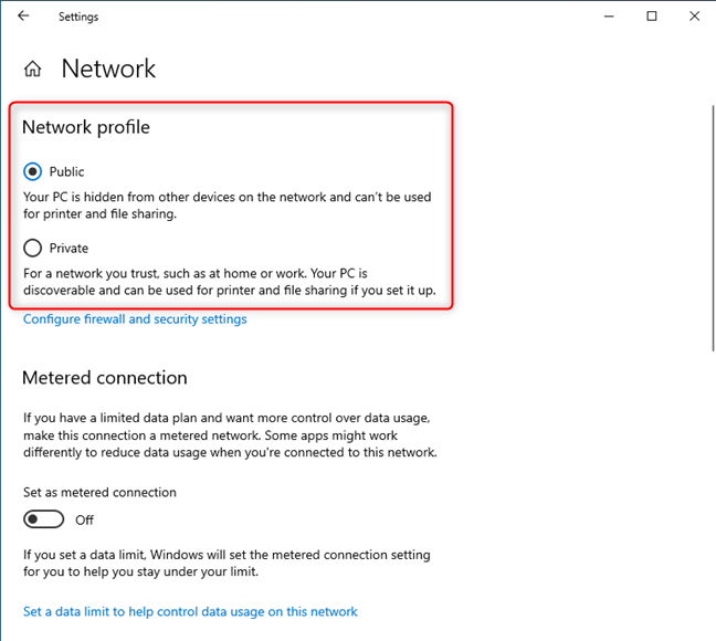 Stel het netwerkprofiel in Windows 10 in