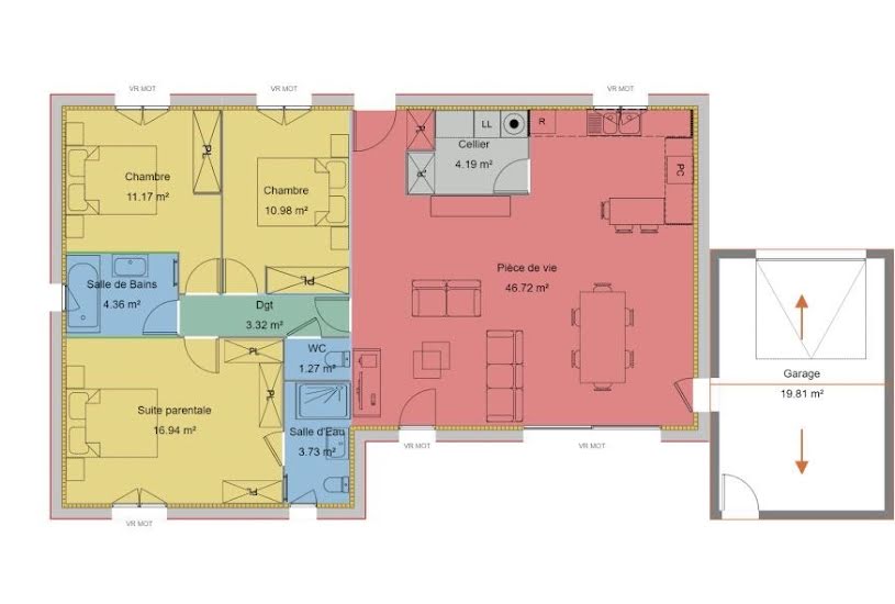  Vente Terrain + Maison - Terrain : 800m² - Maison : 102m² à Montélimar (26200) 