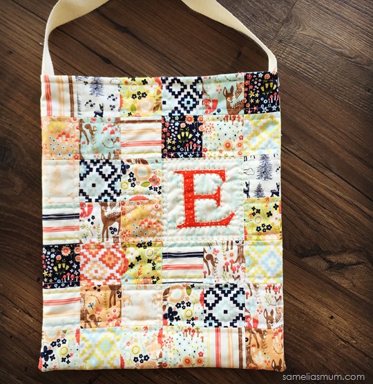 Patchwork Library Bag with Initial