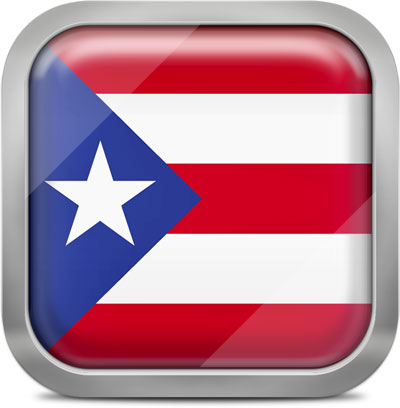 Puerto Rico square flag with metallic frame
