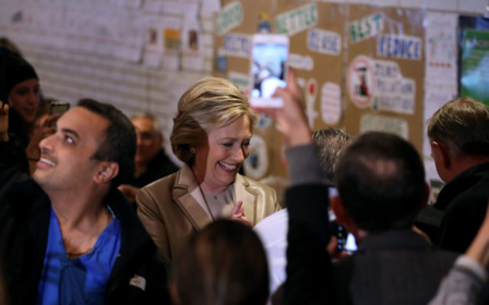 Hillary Clinton casts her vote in US election