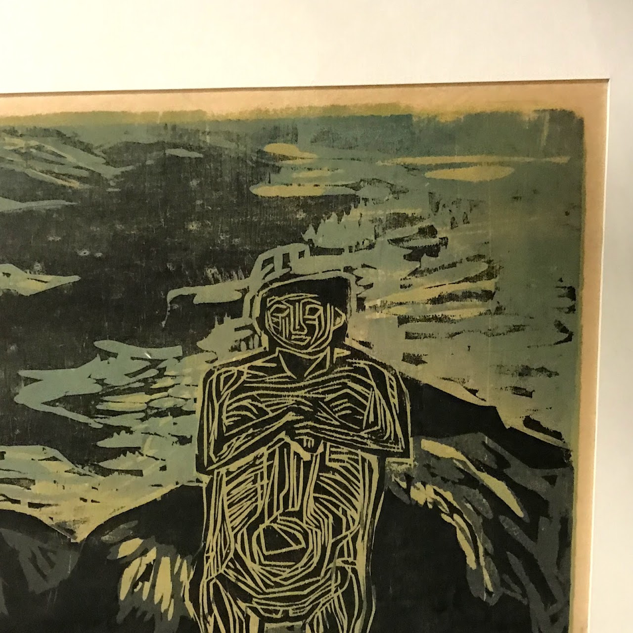 Modernist Signed Woodblock, Large