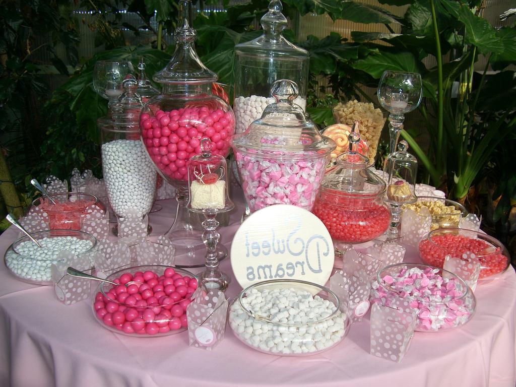 Candy tables at wedding