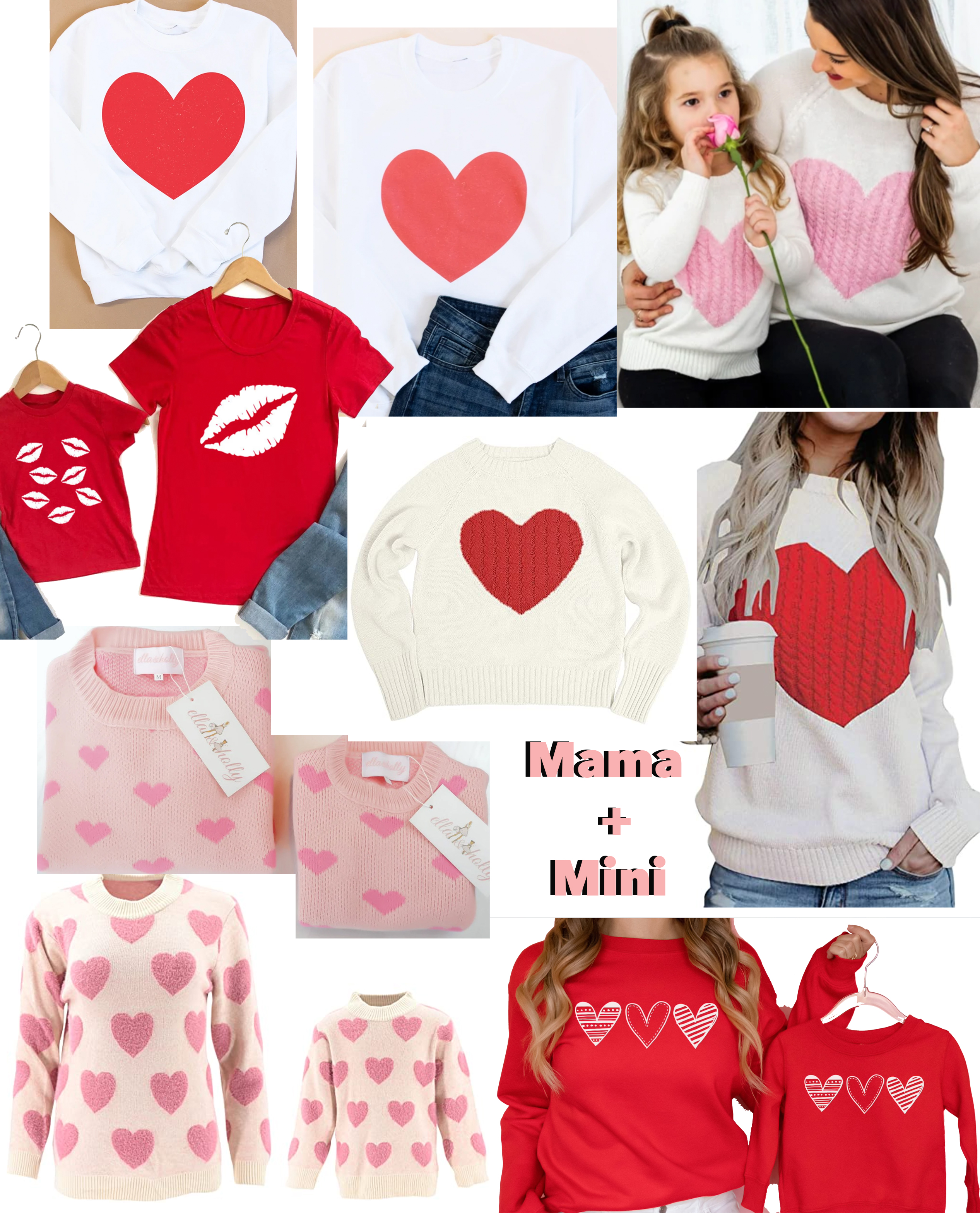 Valentine Day Outfits - Something Delightful Blog #ValentinesSweater #HeartSweater #MommyandMe #TwinningOutfits #KidsValentineOutfit