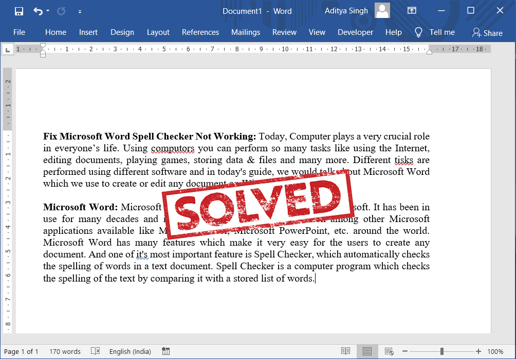 Correggi il controllo ortografico che non funziona in Microsoft Word