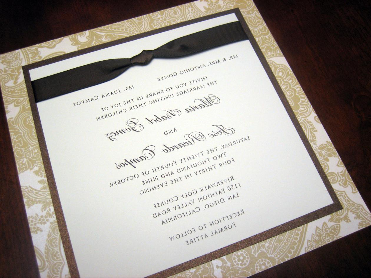 Champagne, Brown & Ivory Wedding Invitation