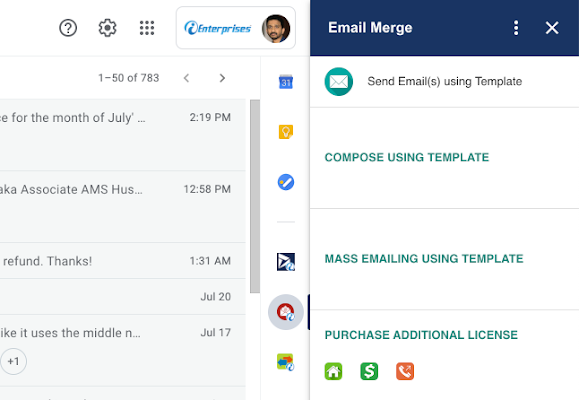 Screenshot of Email Merge for G Suite