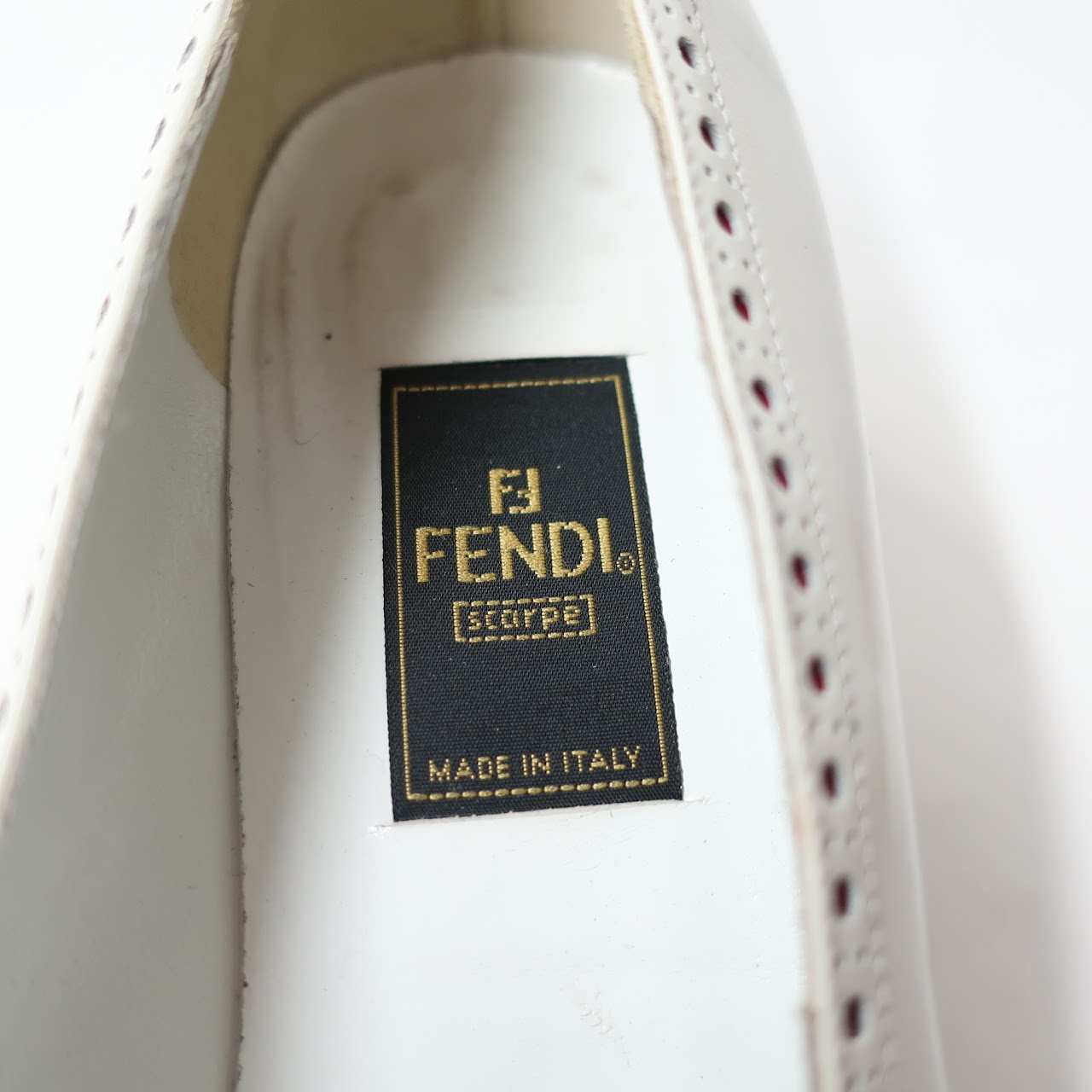 Fendi Vintage Red and White Kitten Heels