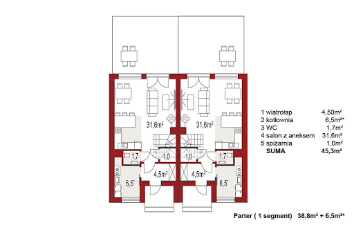 Iskra bliźniak C - Rzut parteru