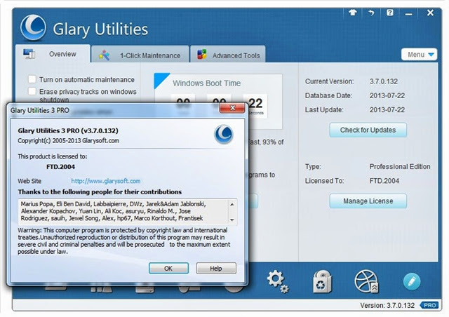 Glary Utilities Pro 3.7 Kit completo para mantenimiento del PC [Portable] [Putlocker] 2013-07-22_20h17_09