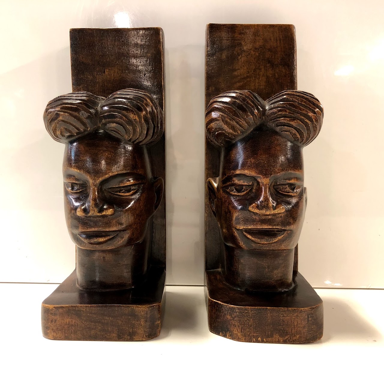 Mahogany Tribal Bookends