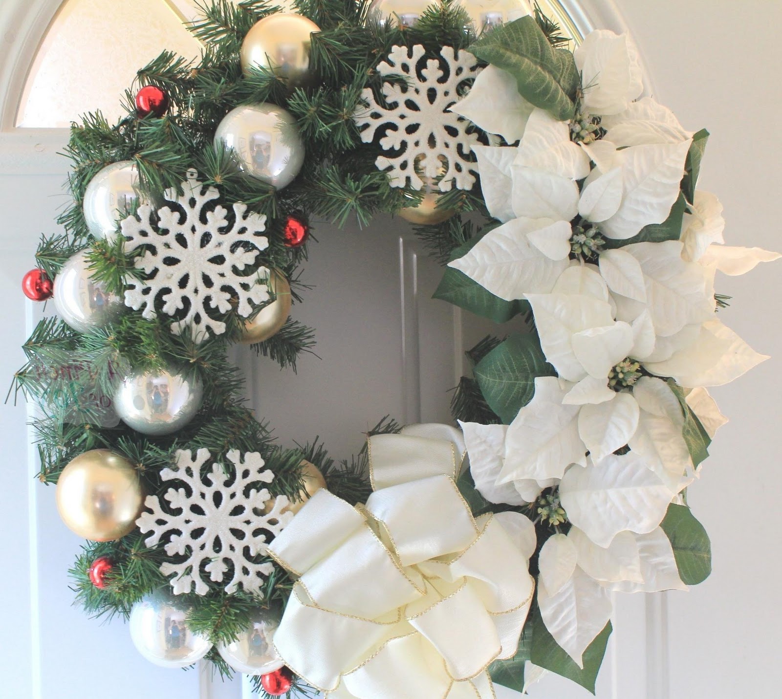 Poinsettias, snowflakes