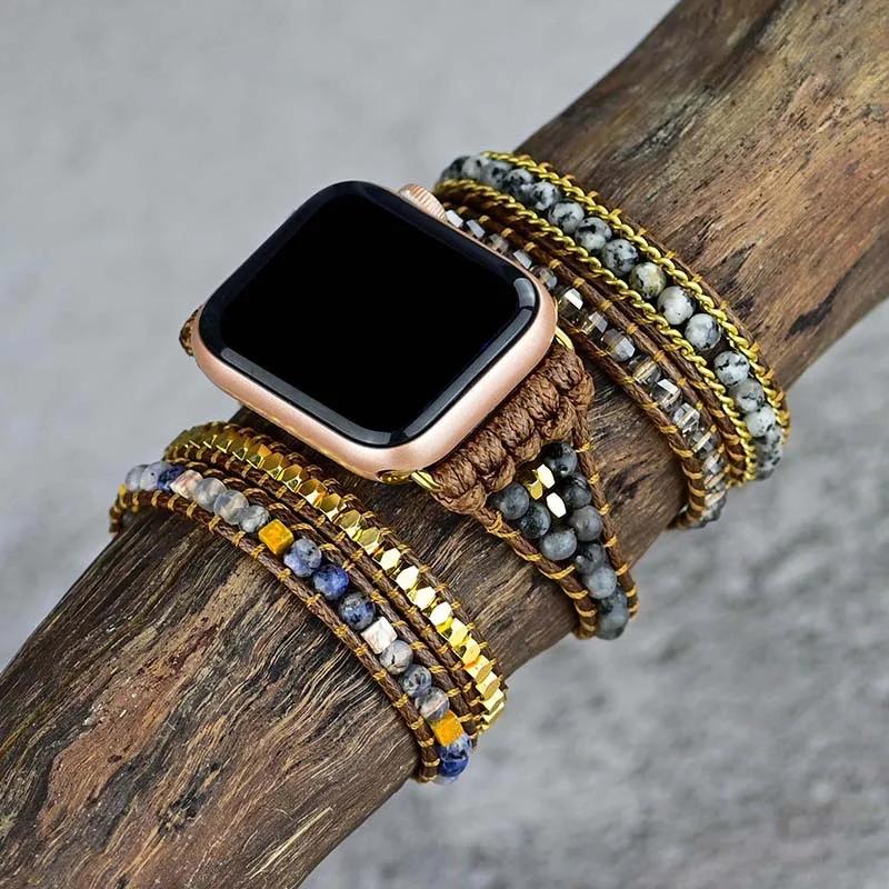 Hete Aanbieding 5-laags gewikkelde horlogeband ei-vorm zwart glitter. Geef uw horloge stijl en bescherming met deze elegante band.