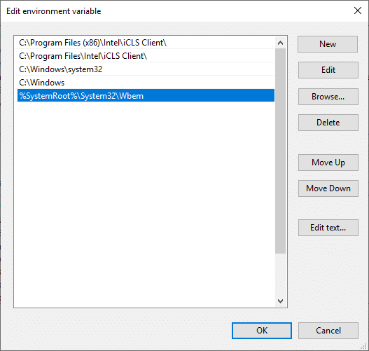 %SystemRoot%System32Wbem을 입력하고 Enter 키를 누릅니다.