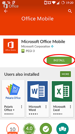 Android、Microsoft、Office、Word、Excel、PowerPoint、Google、Play、アプリ、インストール、セットアップ