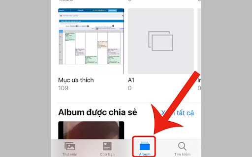Chọn Album trong ứng dụng Ảnh