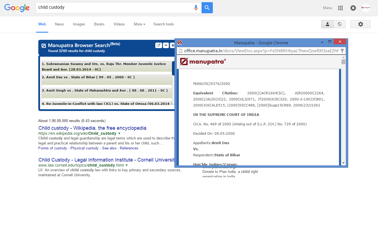 Manupatra Browser Search Preview image 1