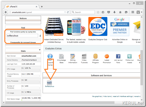 find softaculous in cpanel