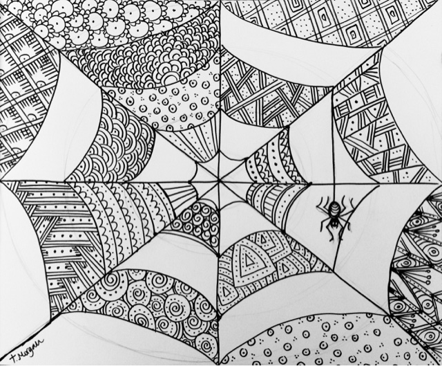 Easy Zentangle for Kids and Adults with Spiderwebs