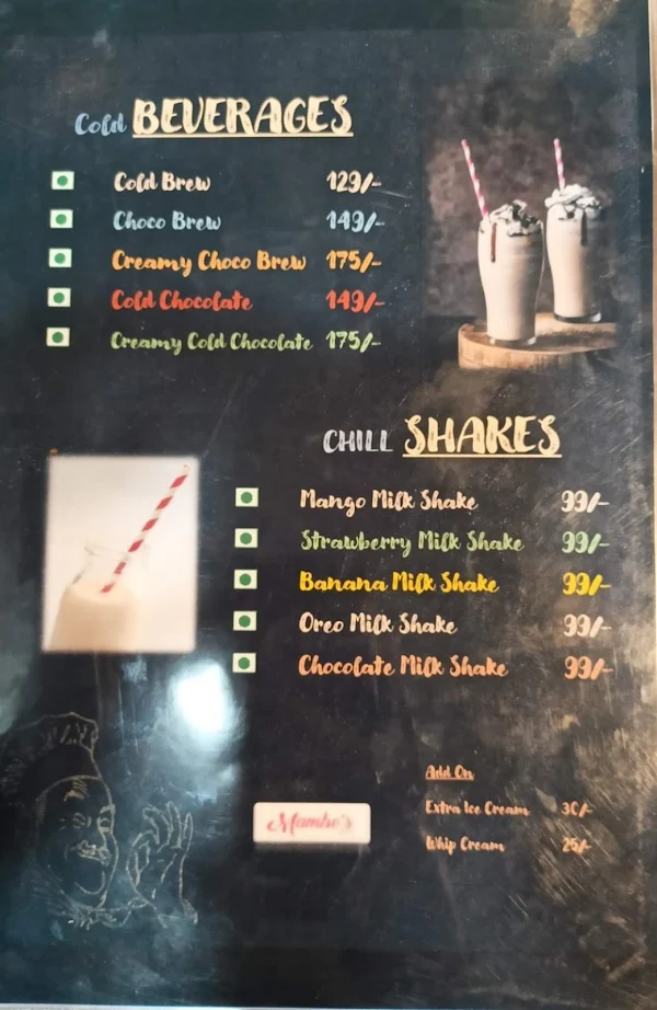 Mambo's Recipe menu 