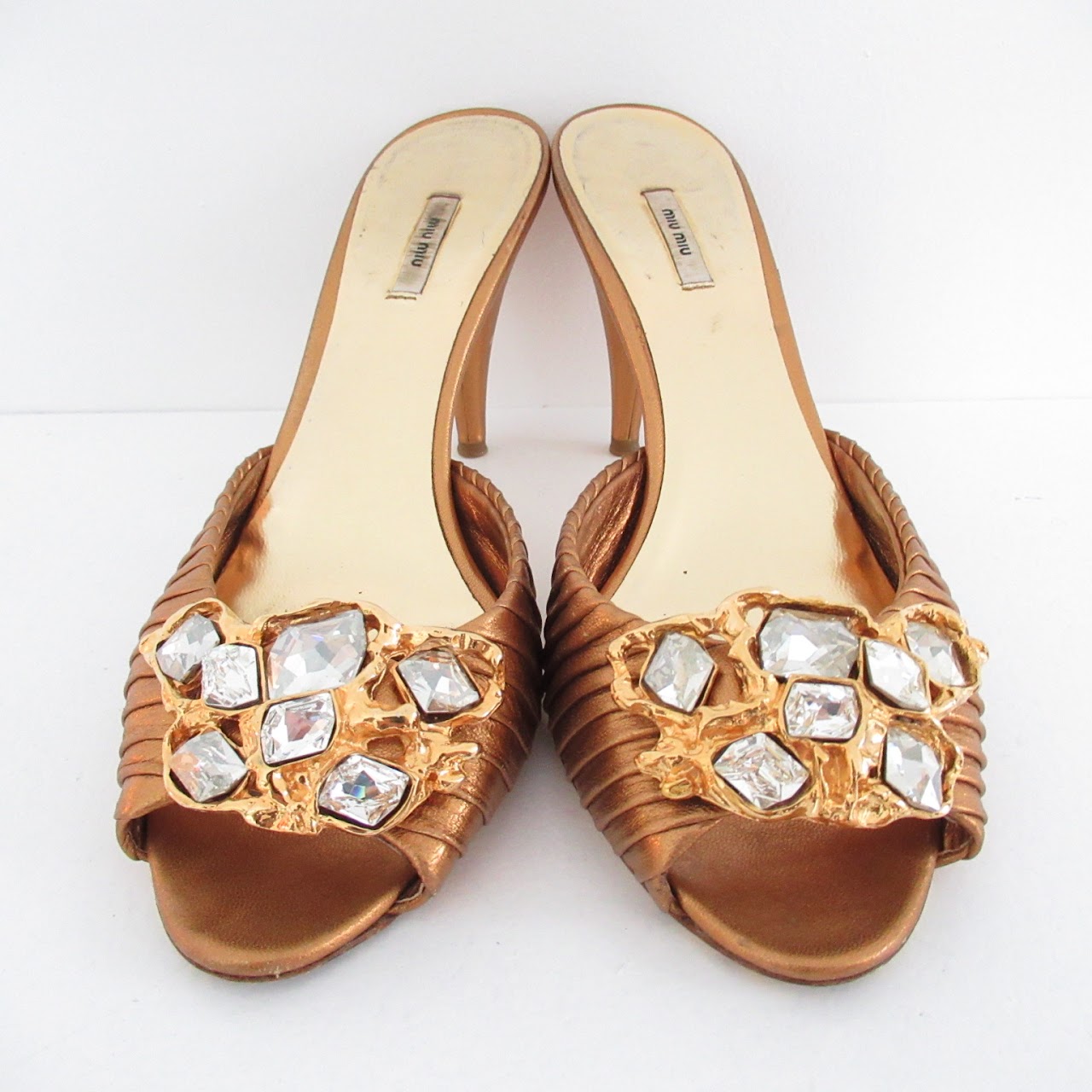 Miu Miu Gold Mules