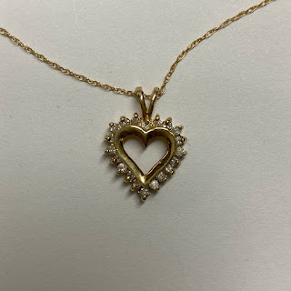 10K Gold and Diamond Heart Pendant Necklace