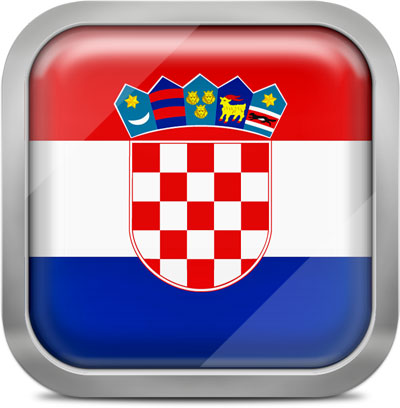 Croatia square flag with metallic frame
