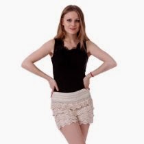 <br />HDE Women's Fitted Scallop Hem Crochet Lace Mini Shorts