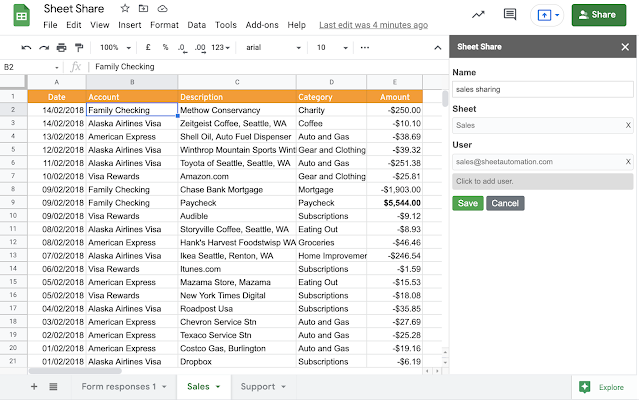 Screenshot of Sheet Auto Share