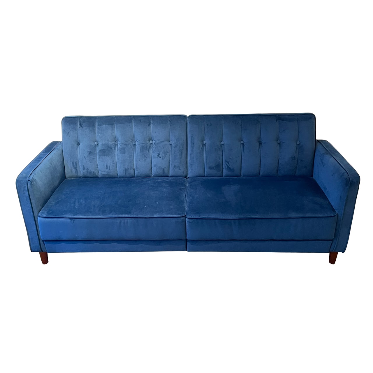 Blue Velvet Reclining Sofa