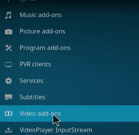 Теперь прокрутите средний экран вниз и выберите «Видео дополнения».  Топ 7 лучших спортивных дополнений Kodi