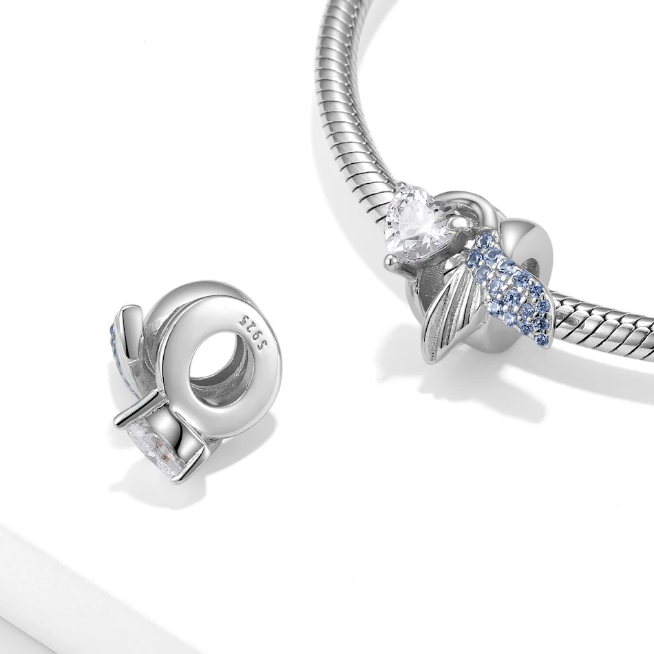 Bagues Mermaid Love en argent sterling 925 oxydé pour collier, bracelet, accessoires DIY. Créez des bijoux uniques et mémorables.