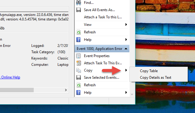 Event Viewer, Windows