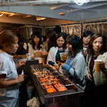 Japanese skewers at the boat cruise in Tokyo, Japan 