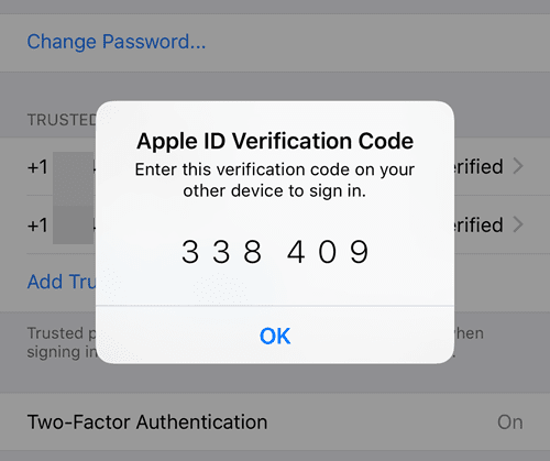 código de verificación ios