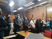 These are the accused who appeared in the Pretoria Regional Court on Friday in connection with the award of a tender for reflective markings of police vehicles. 