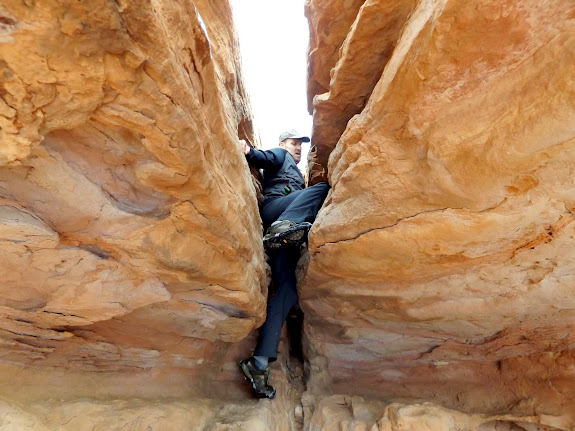 Climbing up to an Indian ruin