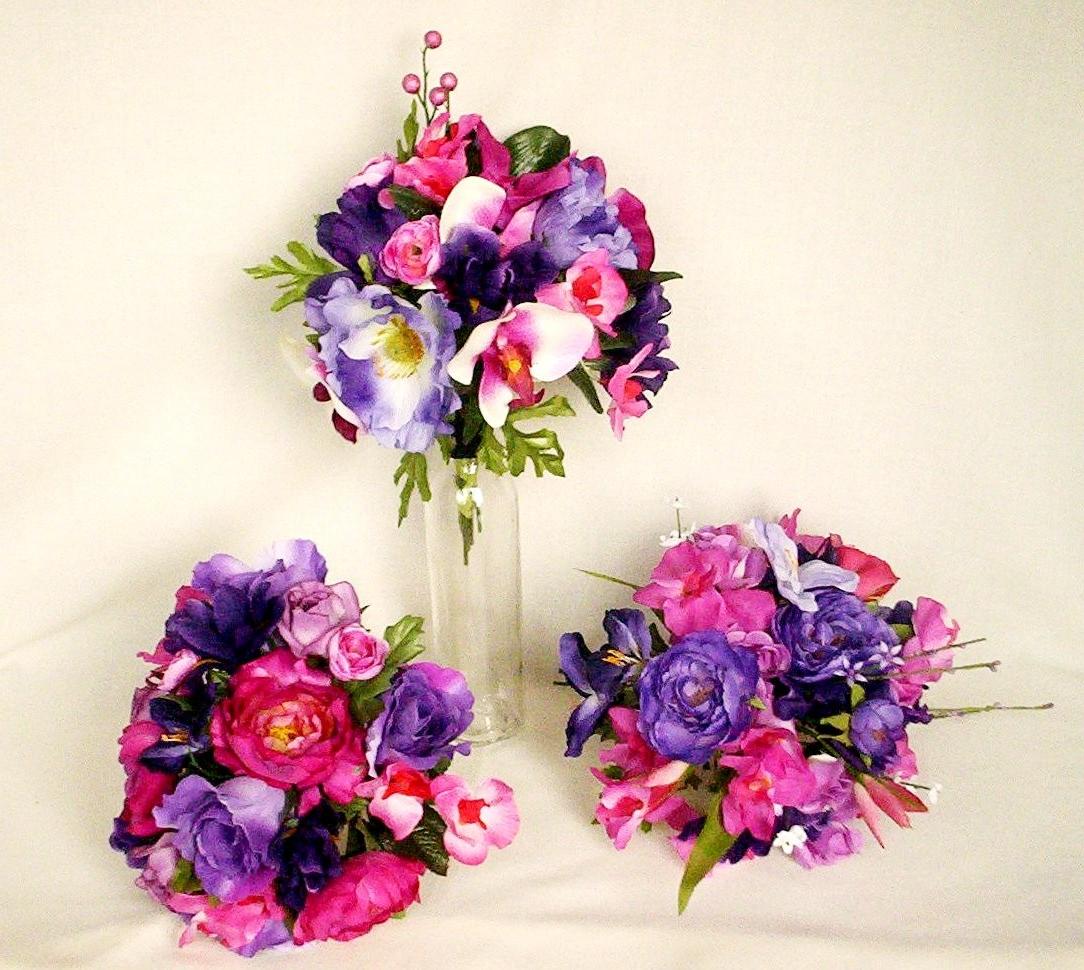 Silk wedding Bouquet Fuschia