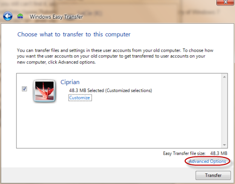 Transfert facile de Windows