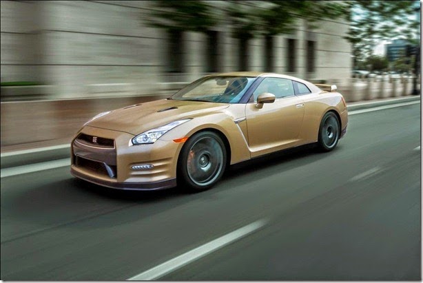 The 45th Anniversary Gold Edition, built off of the GT-R Premium model, commemorates the GT-R’s long heritage of world-class high performance. Featuring a special gold paint color, the limited edition model also includes a special gold-tone VIN plate located inside the engine compartment and a special commemorative plaque on the interior center console. The paint color itself is the same “Silica Brass” color that marked the 2001 Skyline GT-R M-Spec (R34 Type). Fewer than 30 of these special GT-Rs are slated for the United States market.