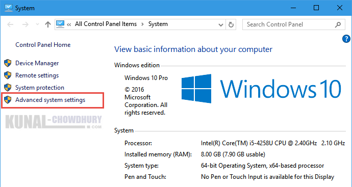 Windows 10 System Information Page (www.kunal-chowdhury.com)