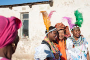 Jane Mashigo, the head of the female initiation school in Limpopo, with some of the initiates on 19 July 2017.