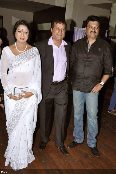 Bhojpuri actress and producer Maya Yadav with Shankar Rohra (C) at the launch of <strong>Bhojpuri movie</strong> '<strong>Sansar</strong>', held at Escobar in Mumbai on February 4, 2013. (Pic: Viral Bhayani)