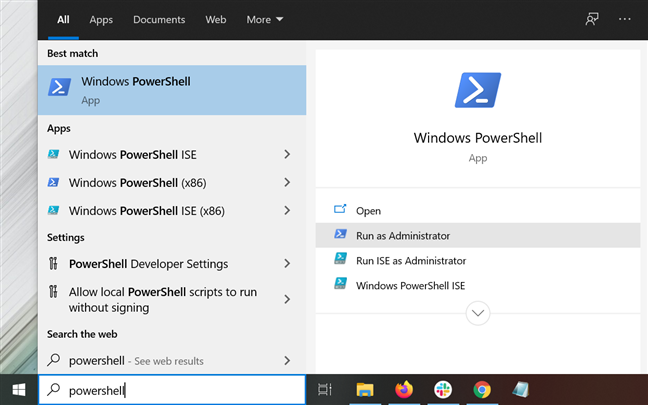 Esegui PowerShell con privilegi elevati