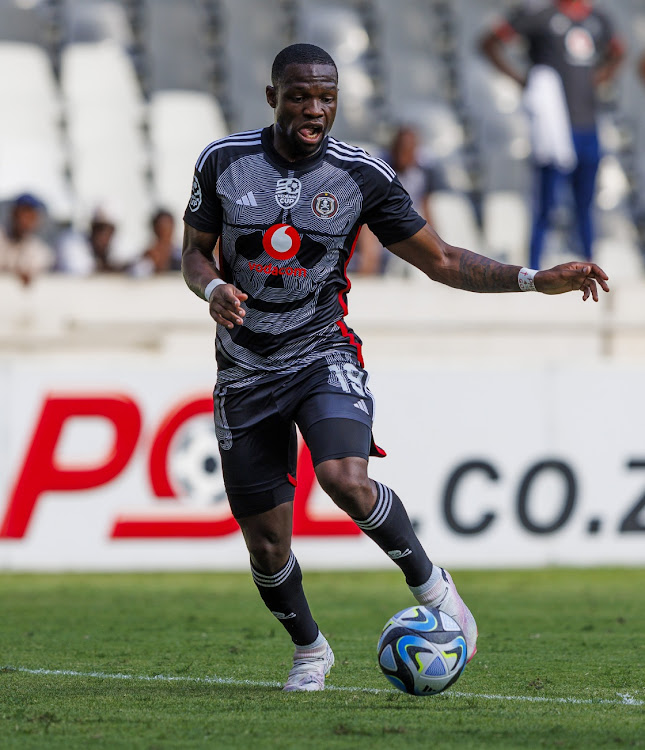 Tshegofatso Mabasa of Orlando Pirates during the Nedbank Cup, Last 32 match between Crystal Lake FC and Orlando Pirates at Mbombela Stadium on February 24, 2024 in Nelspruit, South Africa.