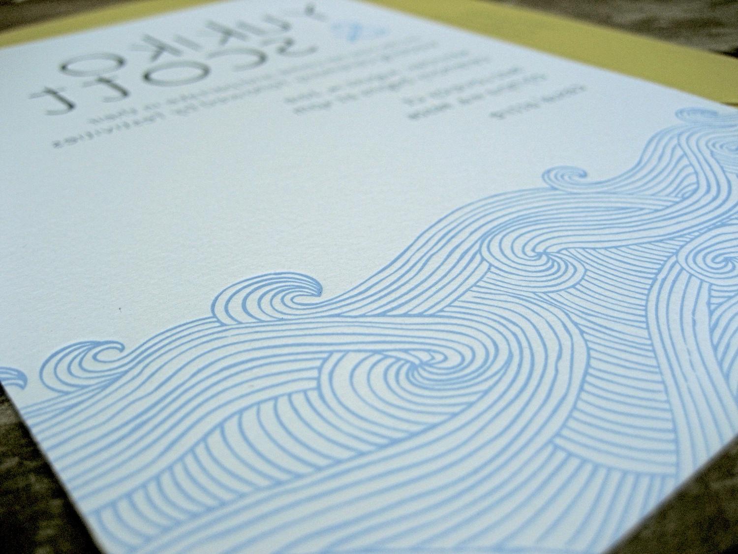 Waves Letterpress Wedding