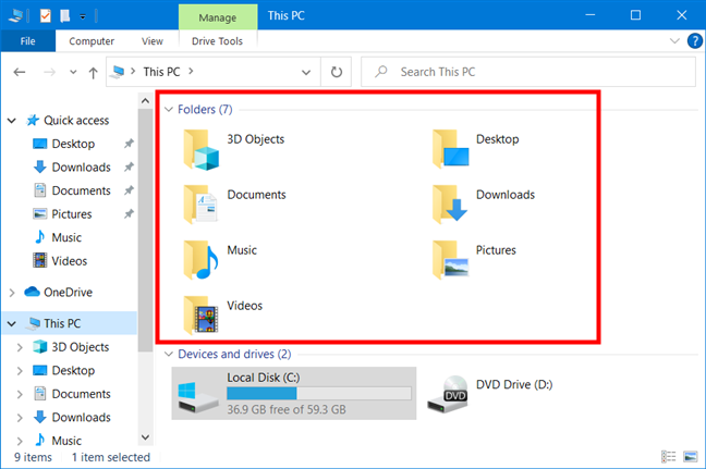 File Explorer của Windows 10 cung cấp một cách dễ dàng để truy cập các thư mục người dùng phổ biến