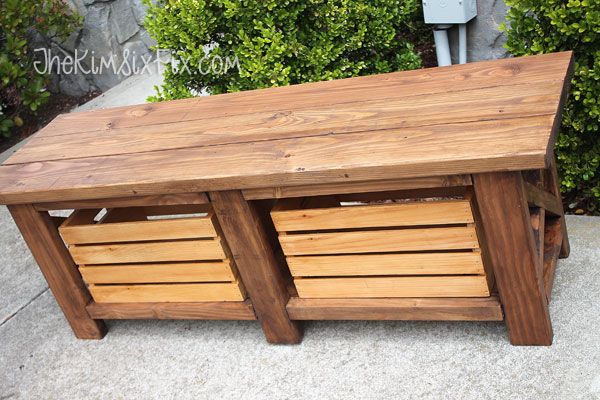 Wooden crate storage bench